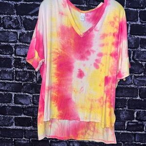 Vibrant Tie-Dye V-Neck Women Top